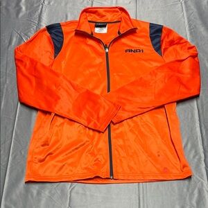 AND1 Men's Orange full zip long sleeve Jacket size medium 90’s theme